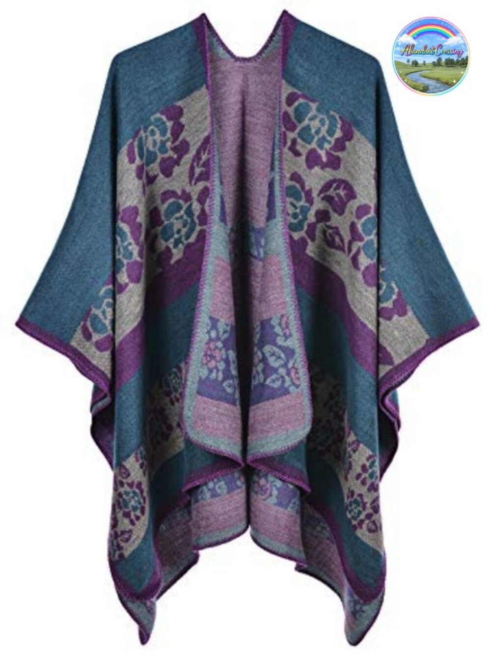 Reversible Plaid Poncho Shawl Wrap Sweater Cape Fall Winter